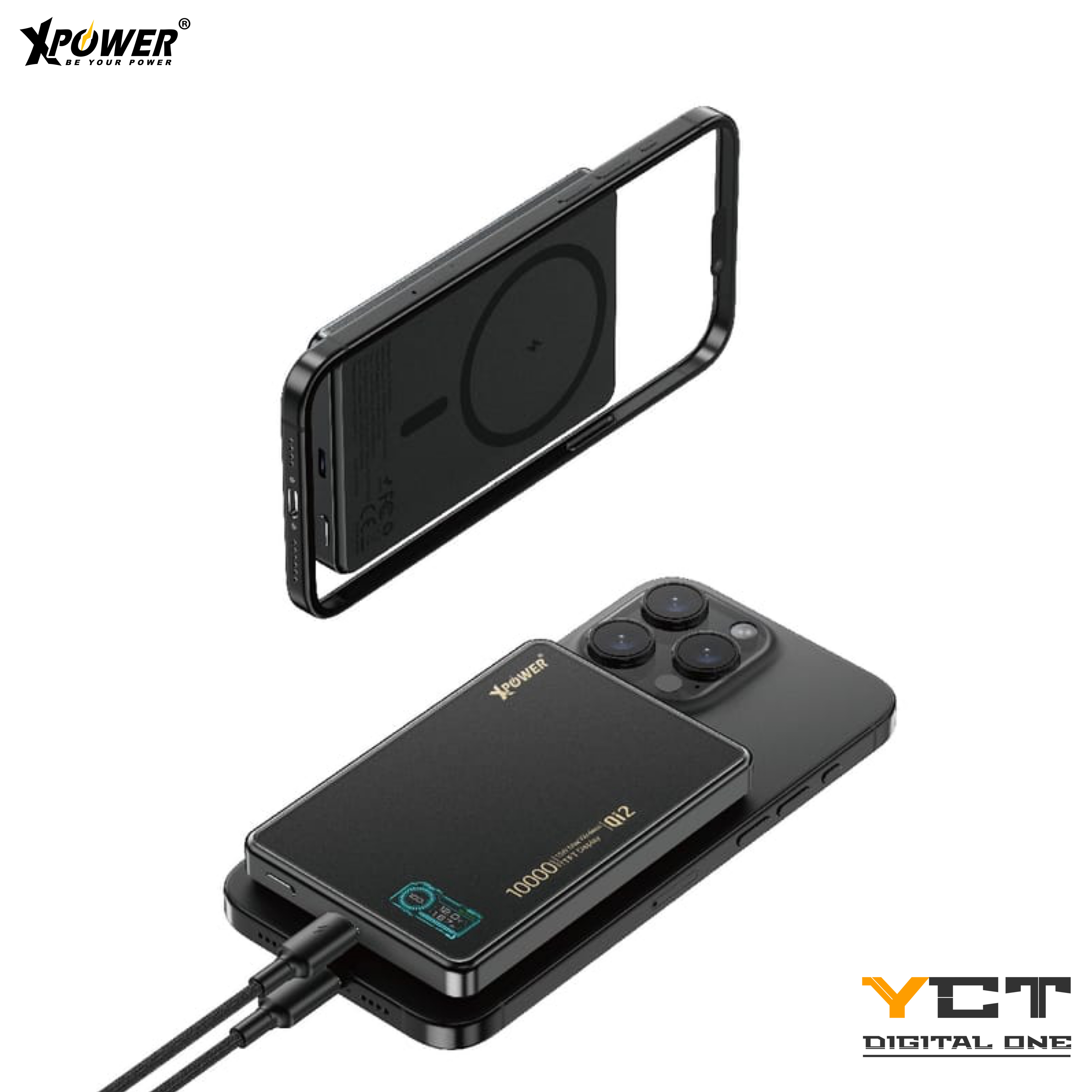 XPower MagDigita彩屏顯示鋁合金外殼 10000mAh PD3.0+QI2 磁吸移動電源