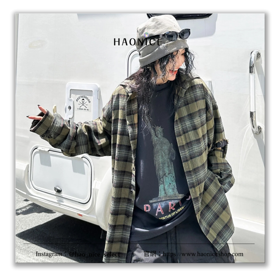 【HAO NICE】上海經銷商🔥Balenciaga 巴黎世家 自由女神格紋 假兩件襯衫 秋冬輕鬆穿