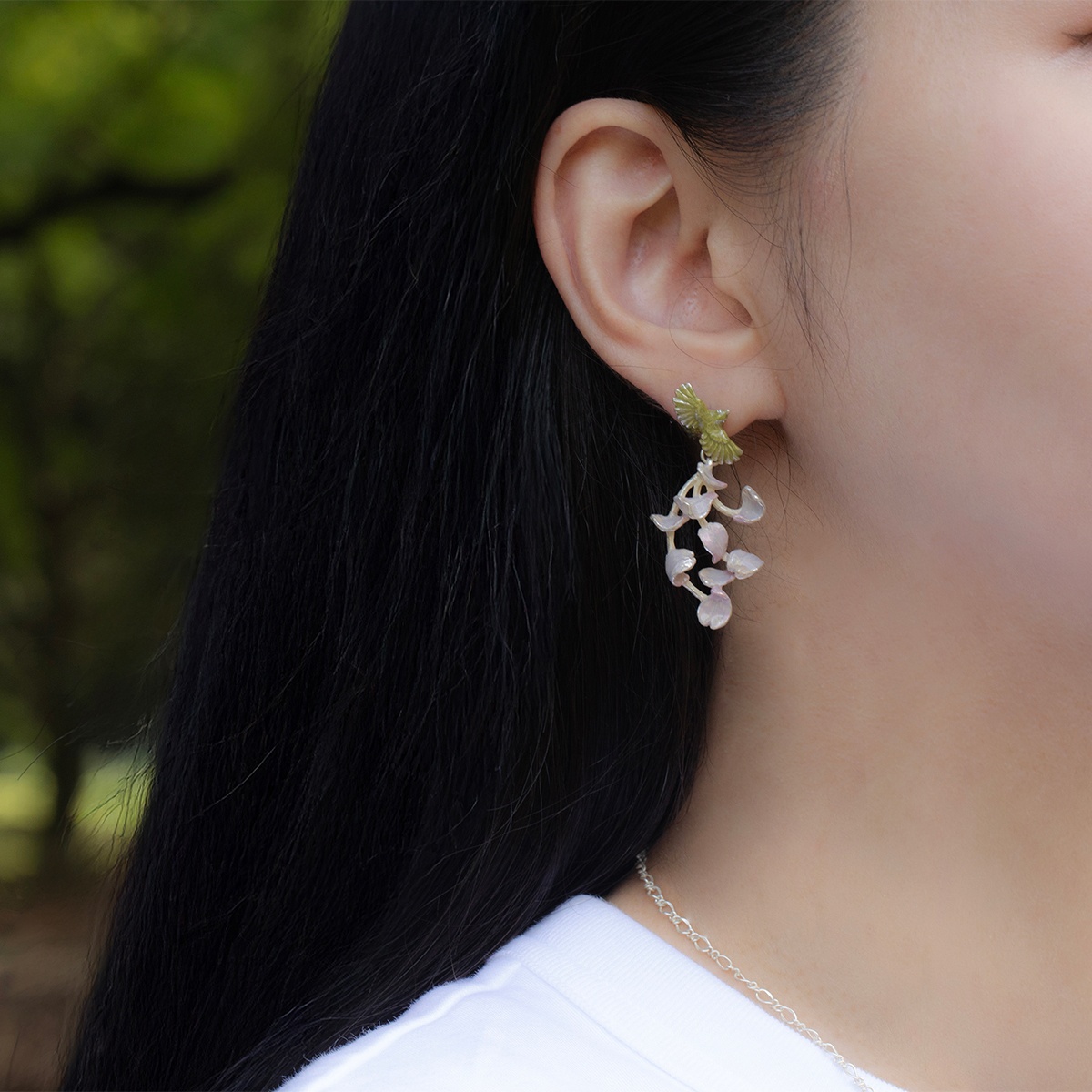 櫻花花瓣空中飄浮耳環/頸鏈