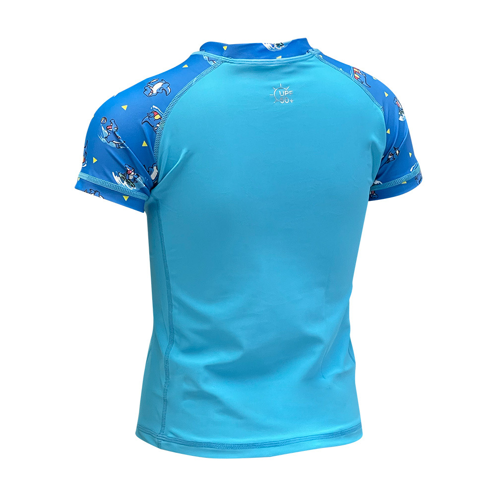 兒童數碼印花游泳防曬上衣 - 淺藍