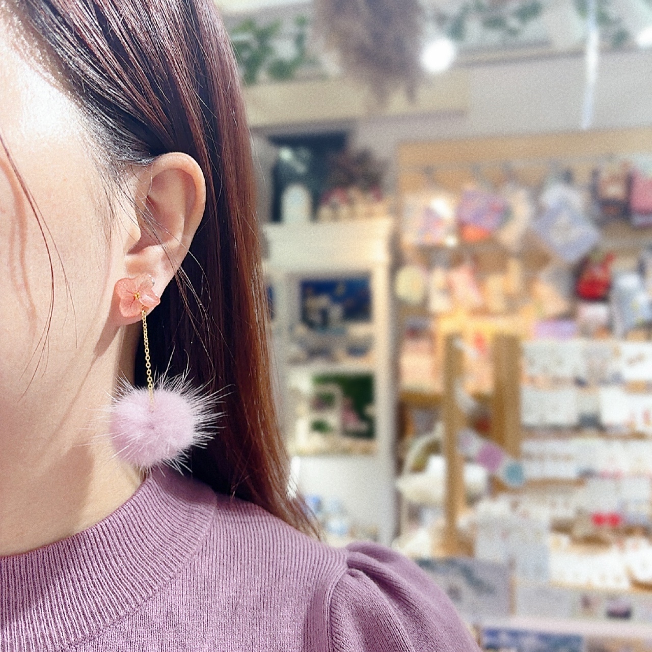 [手作] 紫陽花毛毛耳環