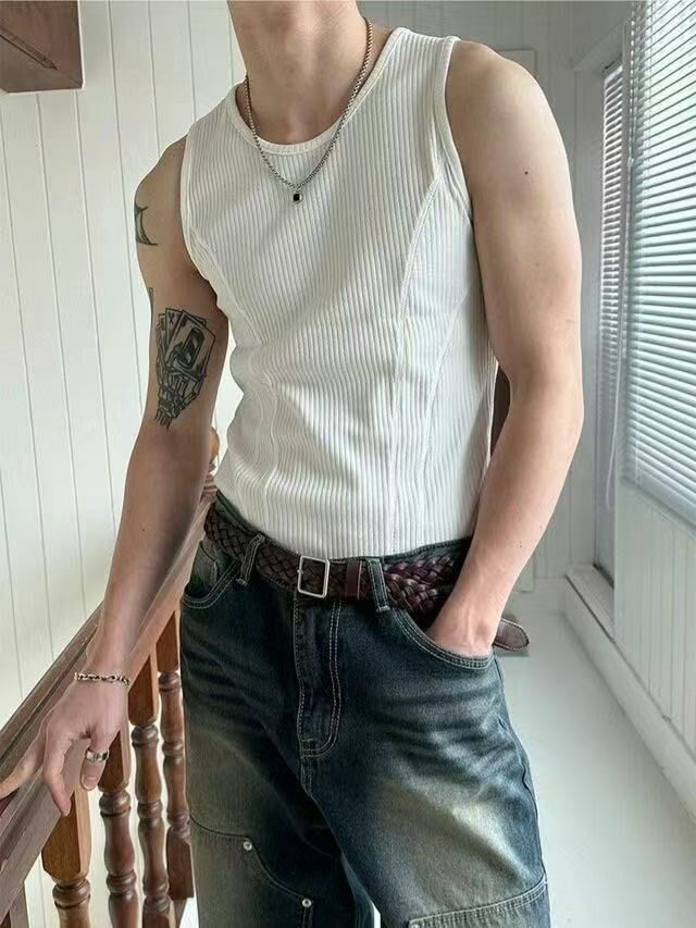 《K》螺紋側流線重磅背心