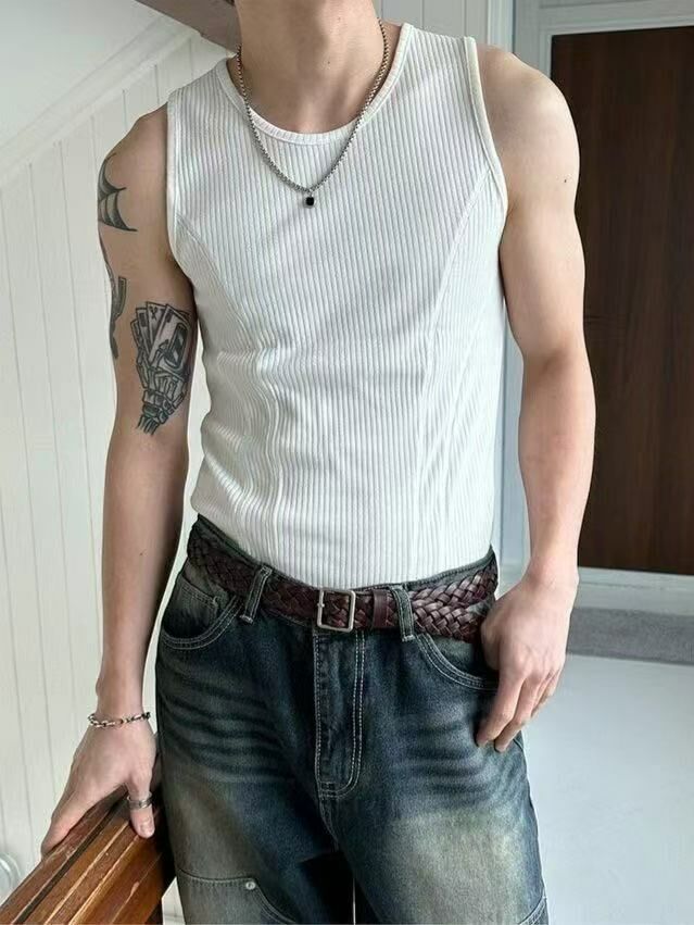 《K》螺紋側流線重磅背心