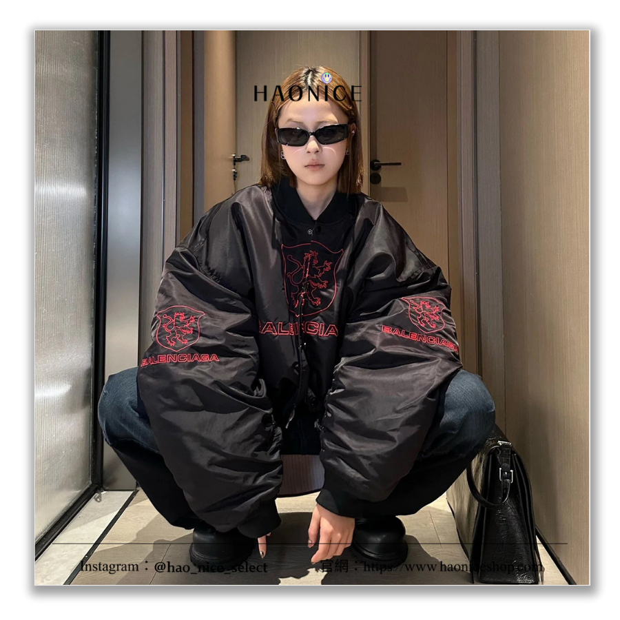 【HAO NICE】上海經銷商🔥Balenciaga 巴黎世家 LION CLUB VARSITY盾牌logo長袖外套 飛行外套
