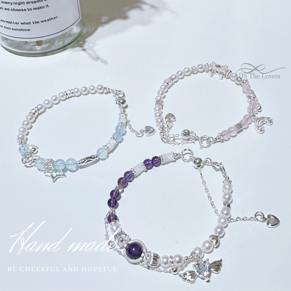DS The Lovers 天然水晶設計 | 高品質天然珍珠 X 水晶手鍊 海藍寶|紫水晶|粉水晶 設計款水晶手鍊