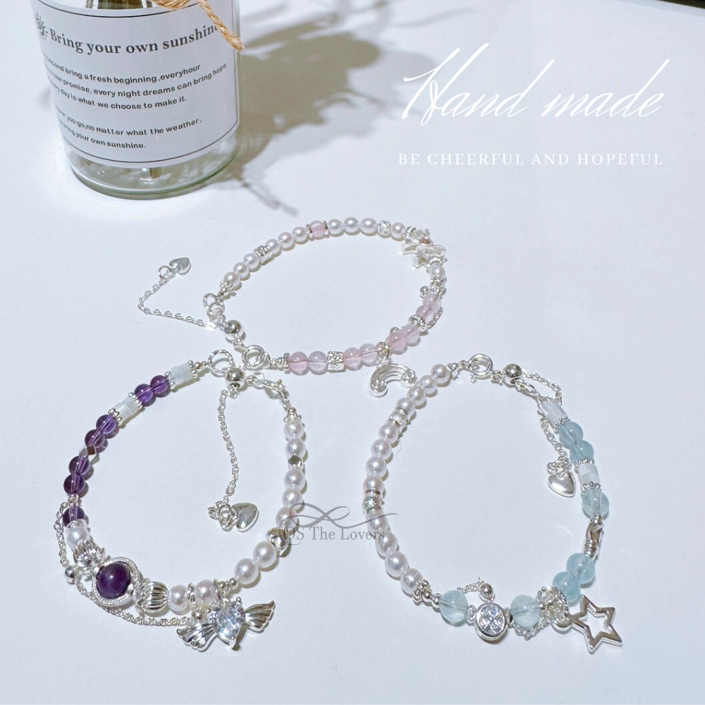 DS The Lovers 天然水晶設計 | 高品質天然珍珠 X 水晶手鍊 海藍寶|紫水晶|粉水晶 設計款水晶手鍊