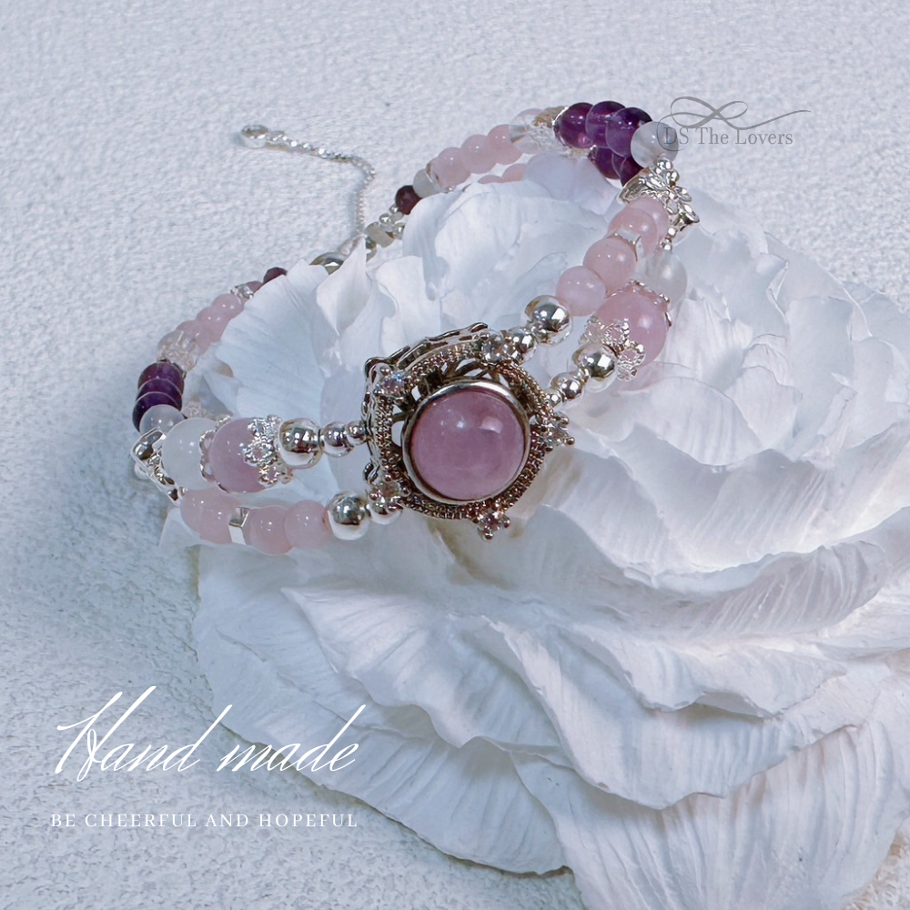 DS The Lovers 設計款 雙層『夢幻靈韻』天然水晶手鍊 |紫鋰輝旋轉魔盒 紫水晶 白水晶 貓眼石