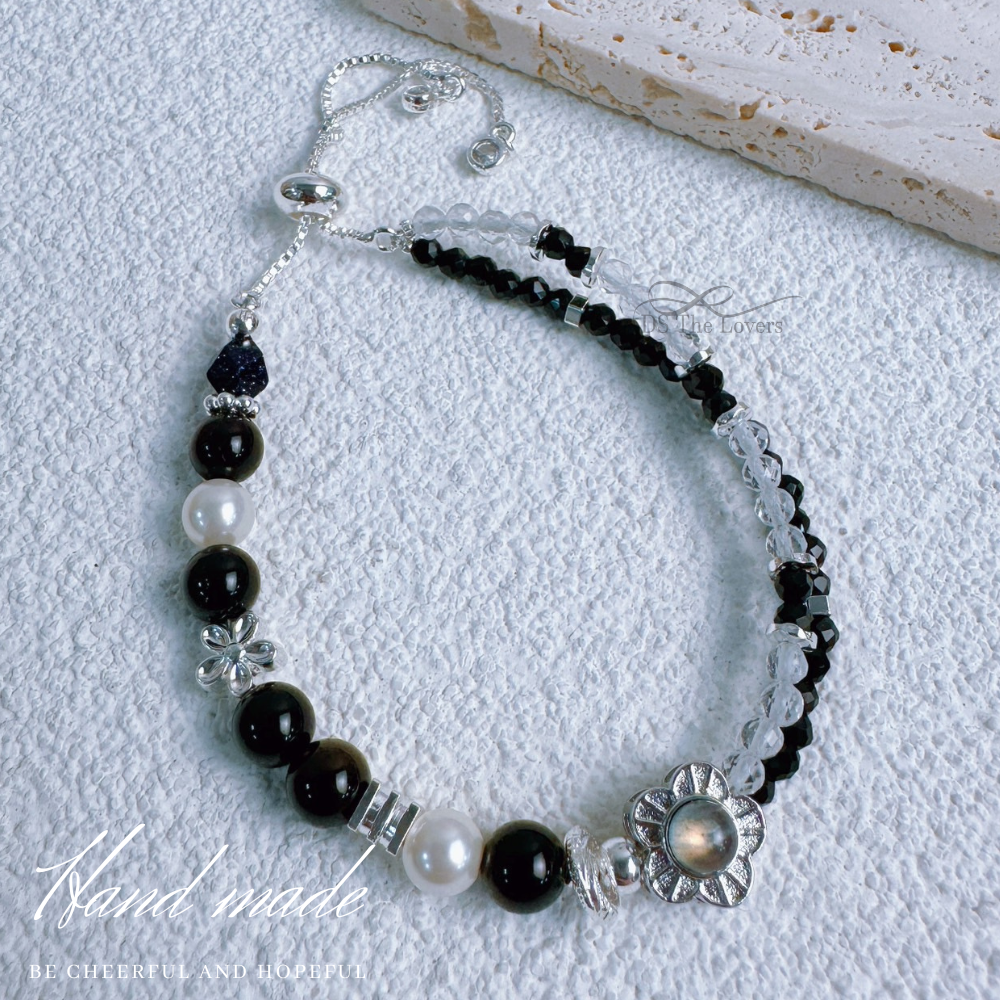 DS The Lovers 設計款『星夜守護』水晶手鍊 守護之石 灰月光石 金曜石 藍砂石 黑尖晶 白水晶