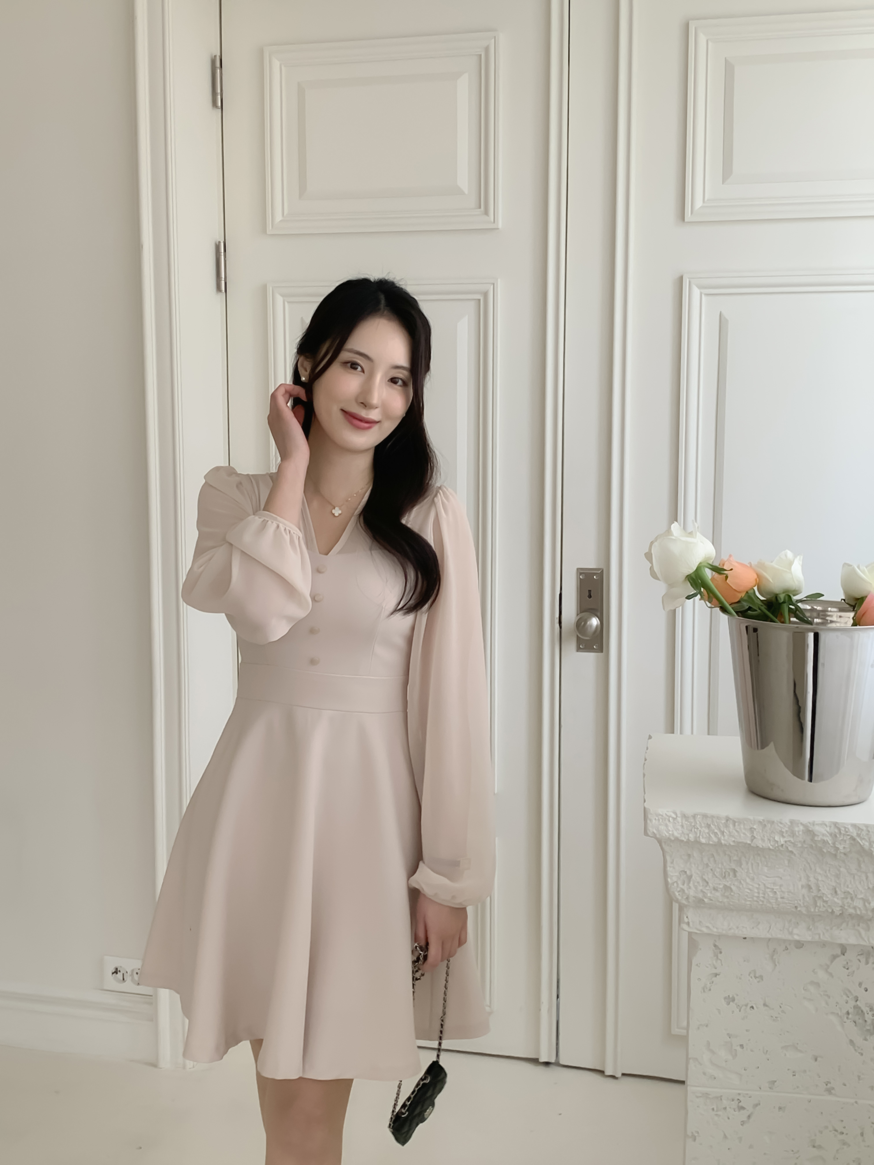 🚀當日出貨 香榭巴黎雪紡優雅洋裝 ( 2 colors) 長版.短版