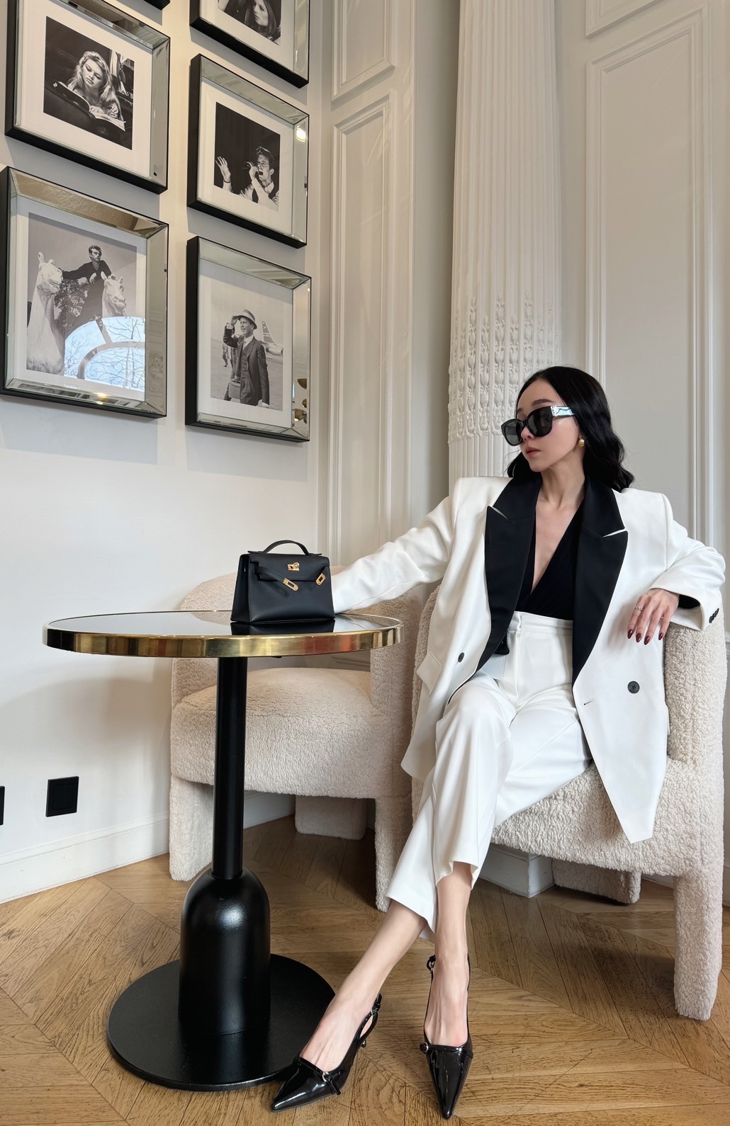 拼色西裝套褲-單褲(M現貨)