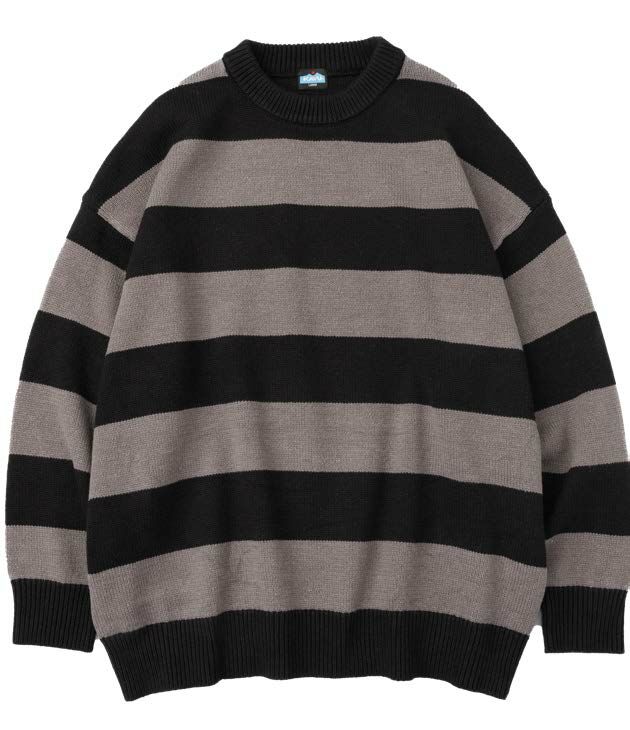 #日版 Adult Border Knit #Black #Grey