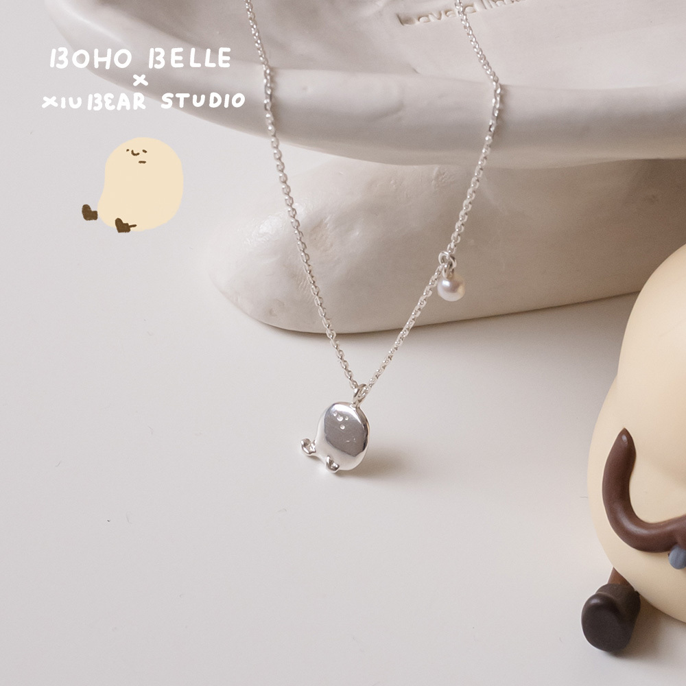 坐著等泥小果實珍珠項鍊