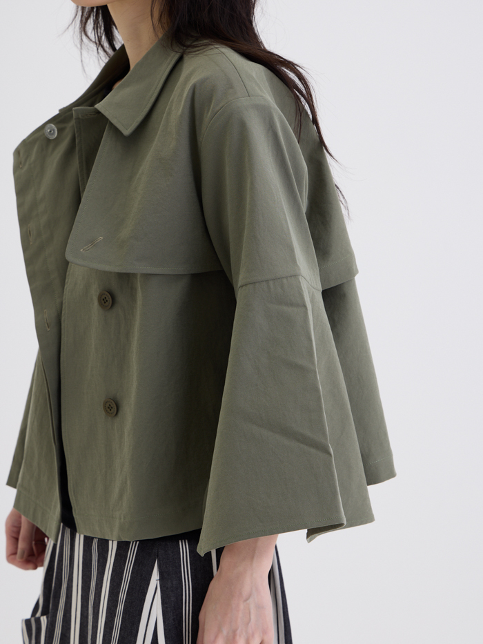 瑪琪長袖造型風衣外套-軍綠