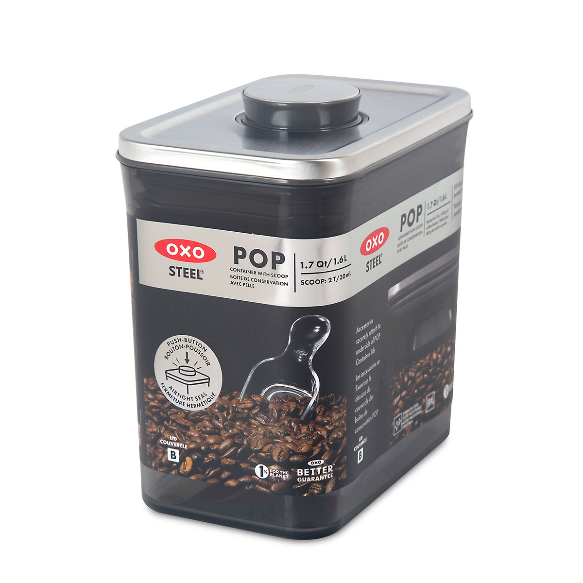 美國品牌OXO SteeL 1.7QT/1.6L 按鈕式儲物盒連匙 -3119200