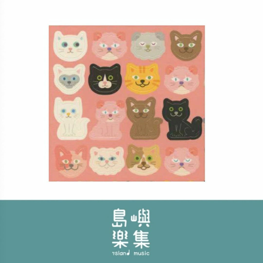 3WAY 圓形貼紙 -  貓