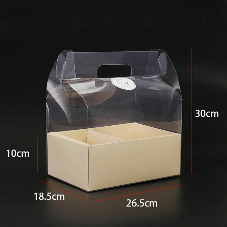 出清品透明鮮花蛋糕包裝盒 5入  4色