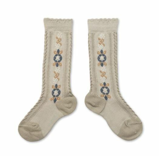 COLLEGIEN 織花針織長襪 Dalia - Gris Perle珍珠灰