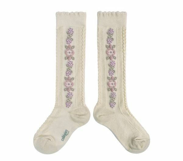 COLLEGIEN 織花針織長襪 Dalia - Doux Agneaux米白
