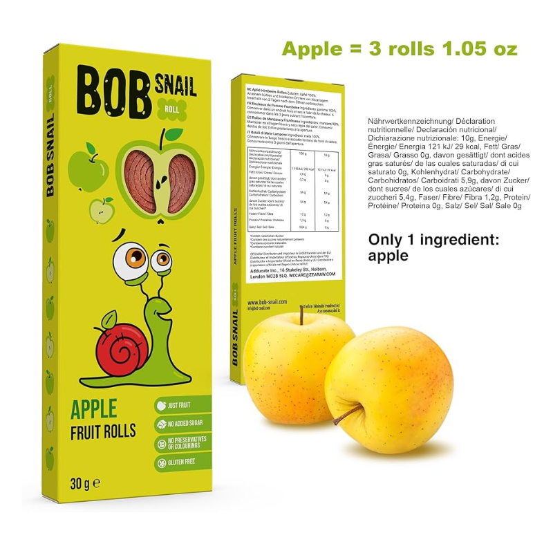 Bob Snail 無加糖天然水果卷 - 蘋果味 (3 x 10g) (93405)