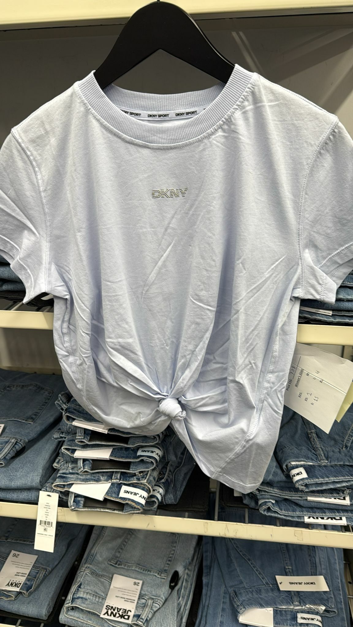 [U] DKNY SMALL BLING LOGO TOP,RAIN, DP4T9994-RA7 [FINAL SALE] (UD513)