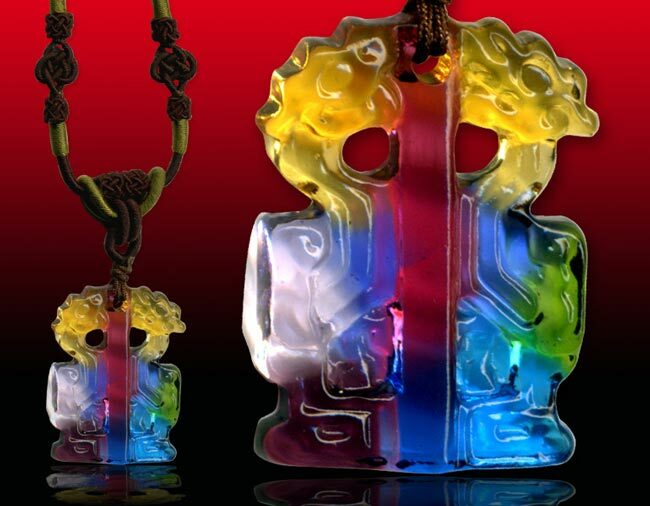 鹿港窯水晶琉璃｜雙龍項鍊 皇者氣勢守護平安招財納福