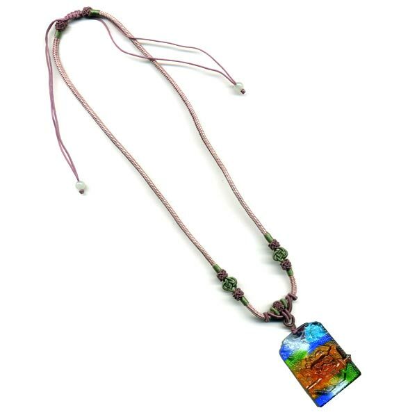 鹿港窯水晶琉璃｜咬劍獅頭項鍊 威猛護身招財辟邪