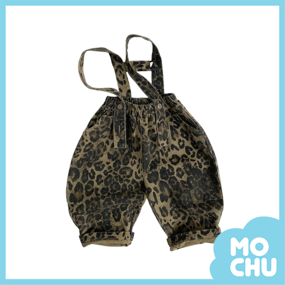 豹紋休閒長褲(吊帶可拆)