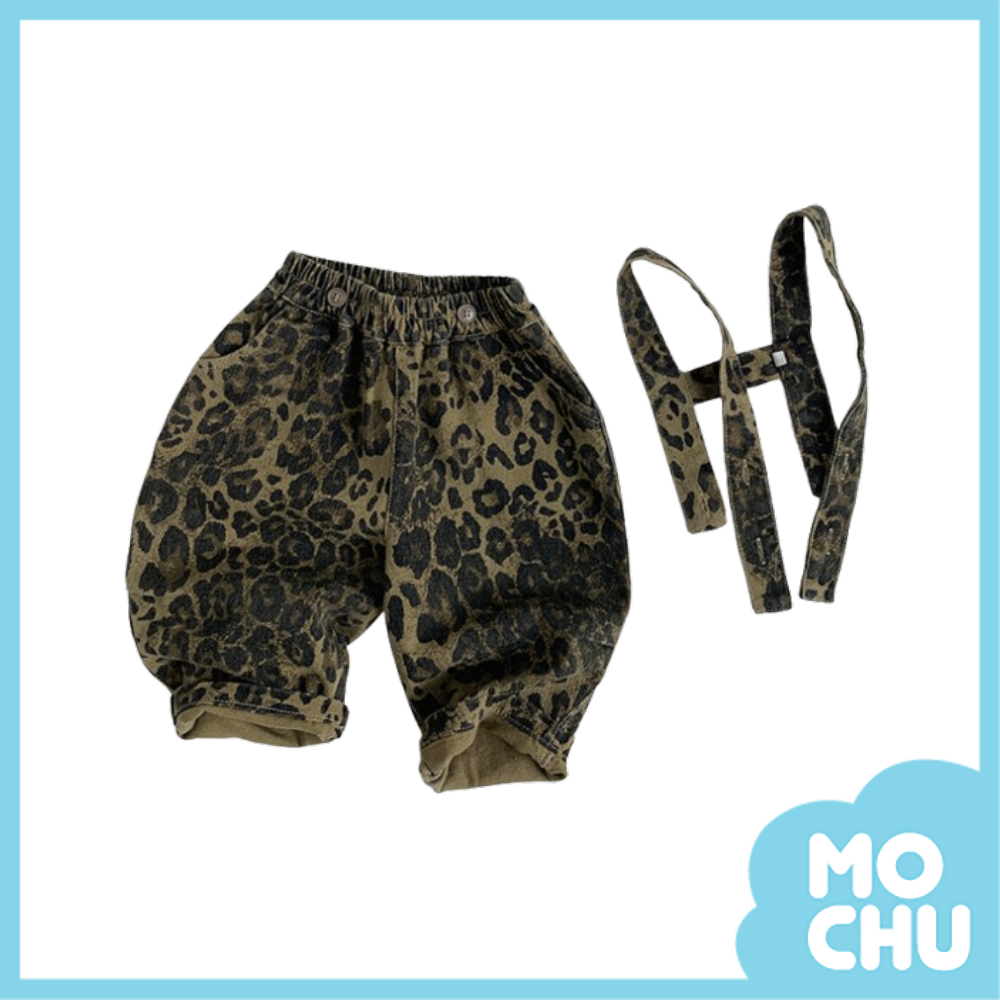 豹紋休閒長褲(吊帶可拆)