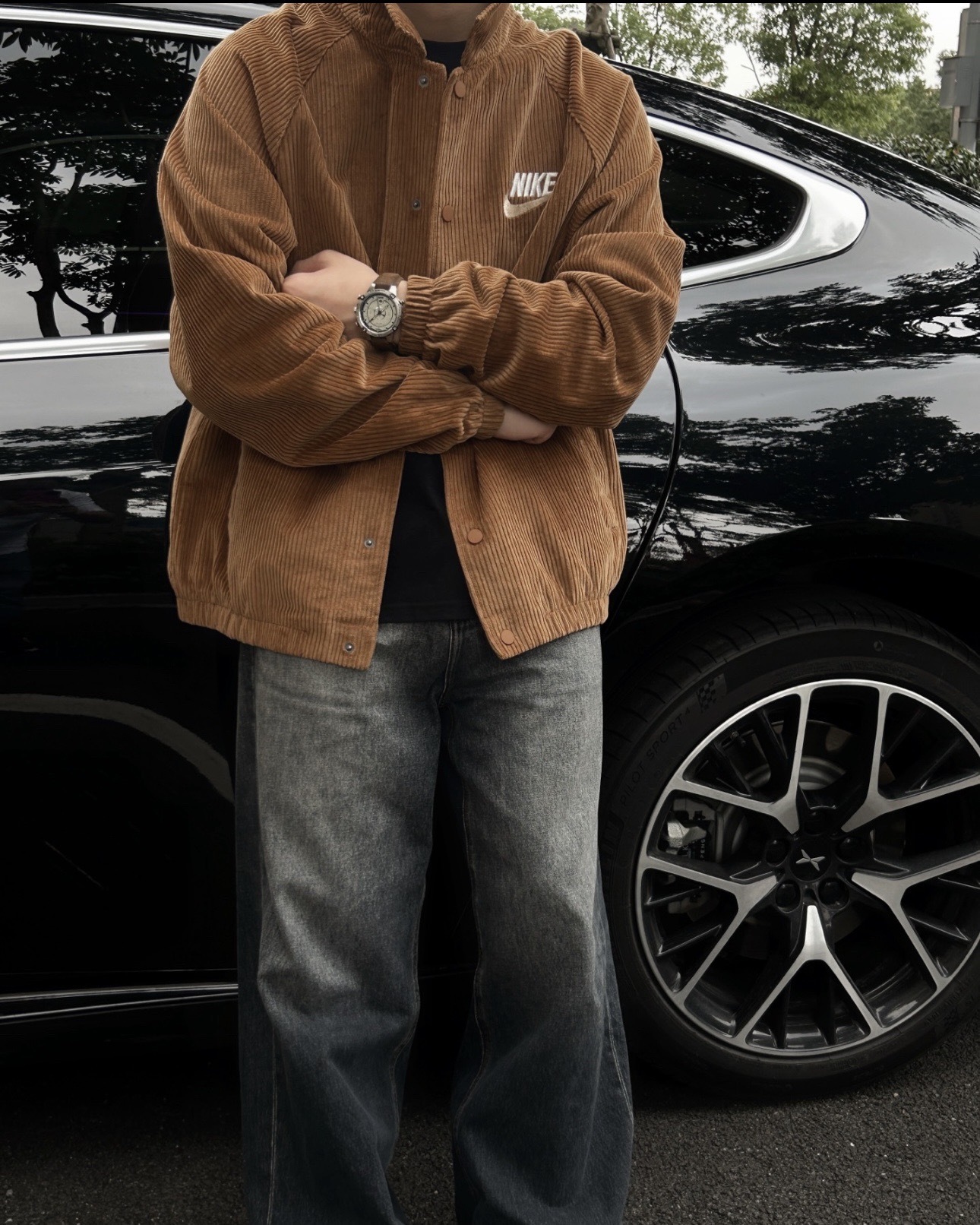 #預購 NIKE 笑臉 刺繡 燈芯絨外套 三色 FZ5737-010 黑  281卡其 104米白