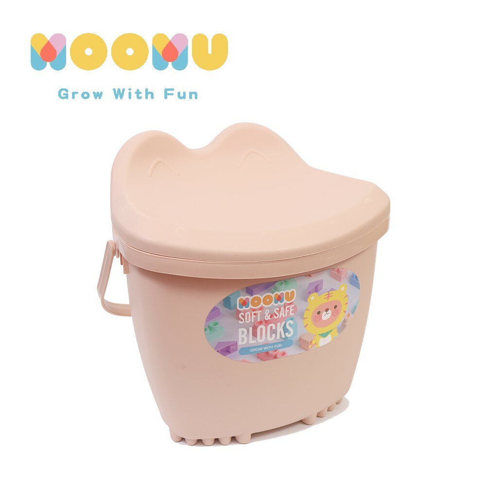 【MOOMU】香草軟積木 120 片 - 粉色 (贈收納桶+角色立體場景紙卡)