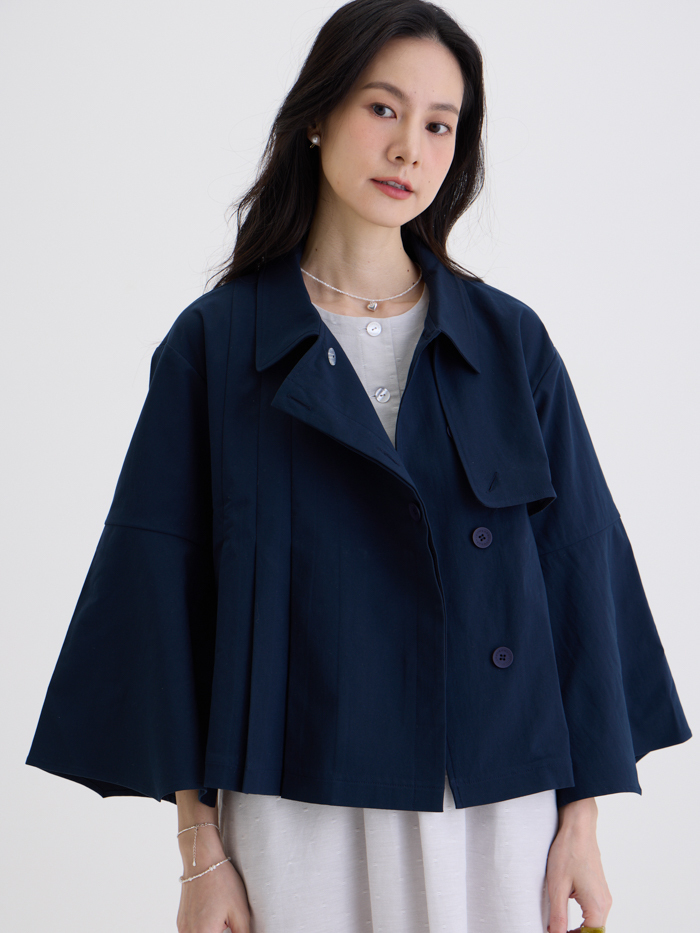 瑪琪長袖造型風衣外套-山嵐