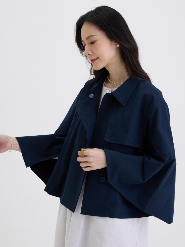 瑪琪長袖造型風衣外套-山嵐