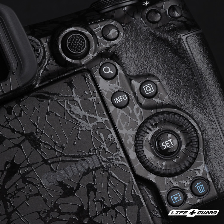 LIFE+GUARD 相機貼膜安裝特寫，適用 Canon EOS R5 Mark II