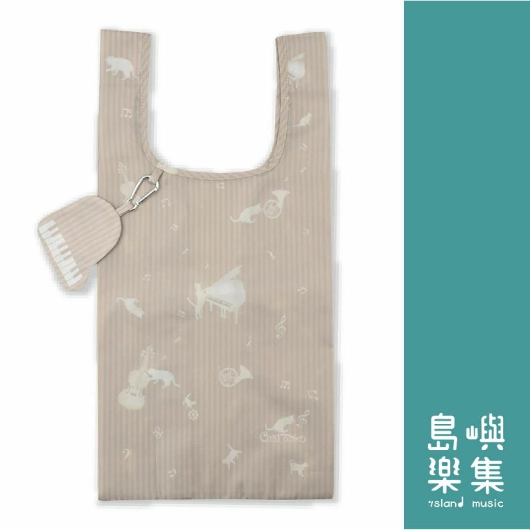 環保袋 - 貓×樂器(米色條紋款)