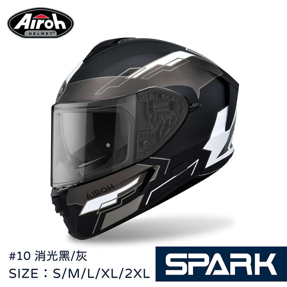 AIROH 台灣得安 SPARK #10  消光黑/灰 全罩