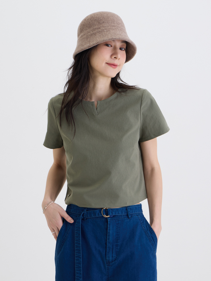 瑪琪圓領短袖上衣-軍綠