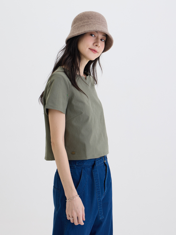 瑪琪圓領短袖上衣-軍綠