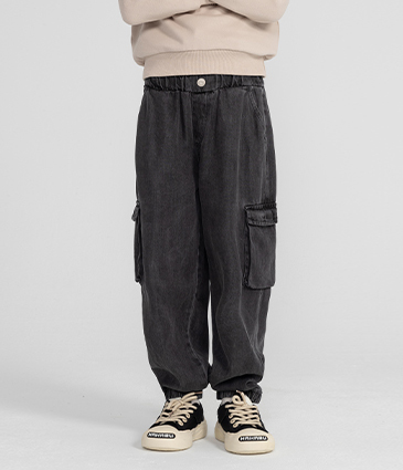 工作口袋縮口牛仔褲【童裝】