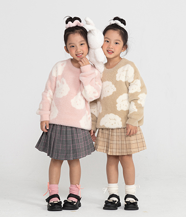 後鬆緊格紋短裙【童裝】