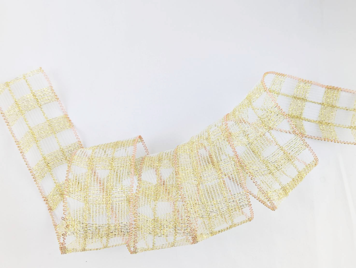 玫瑰金邊 鍍金網格針織帶/鐵絲_25碼大捲_絕版Outlet