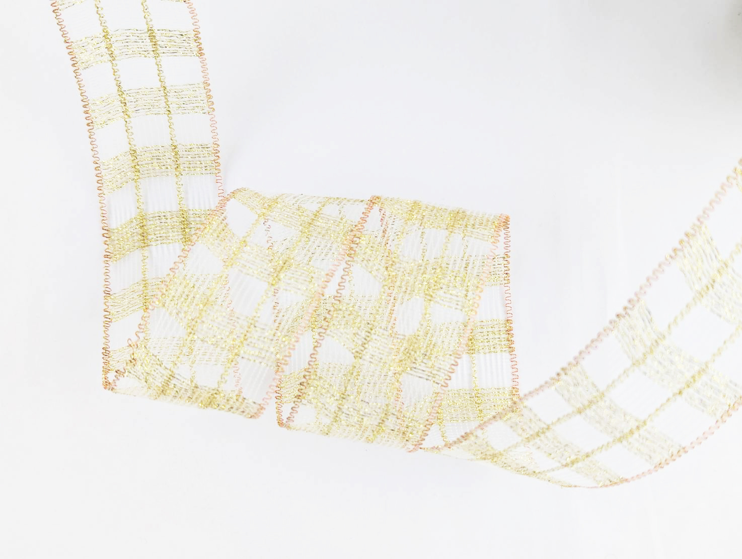 玫瑰金邊 鍍金網格針織帶/鐵絲_25碼大捲_絕版Outlet