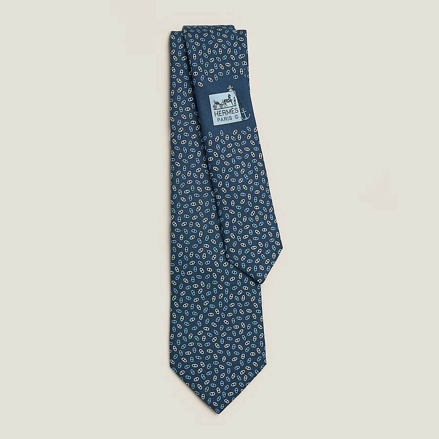 HERMES Petits Maillons tie marine / bleu 41