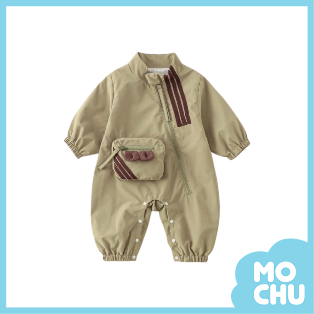 三線條包包立領連身衣