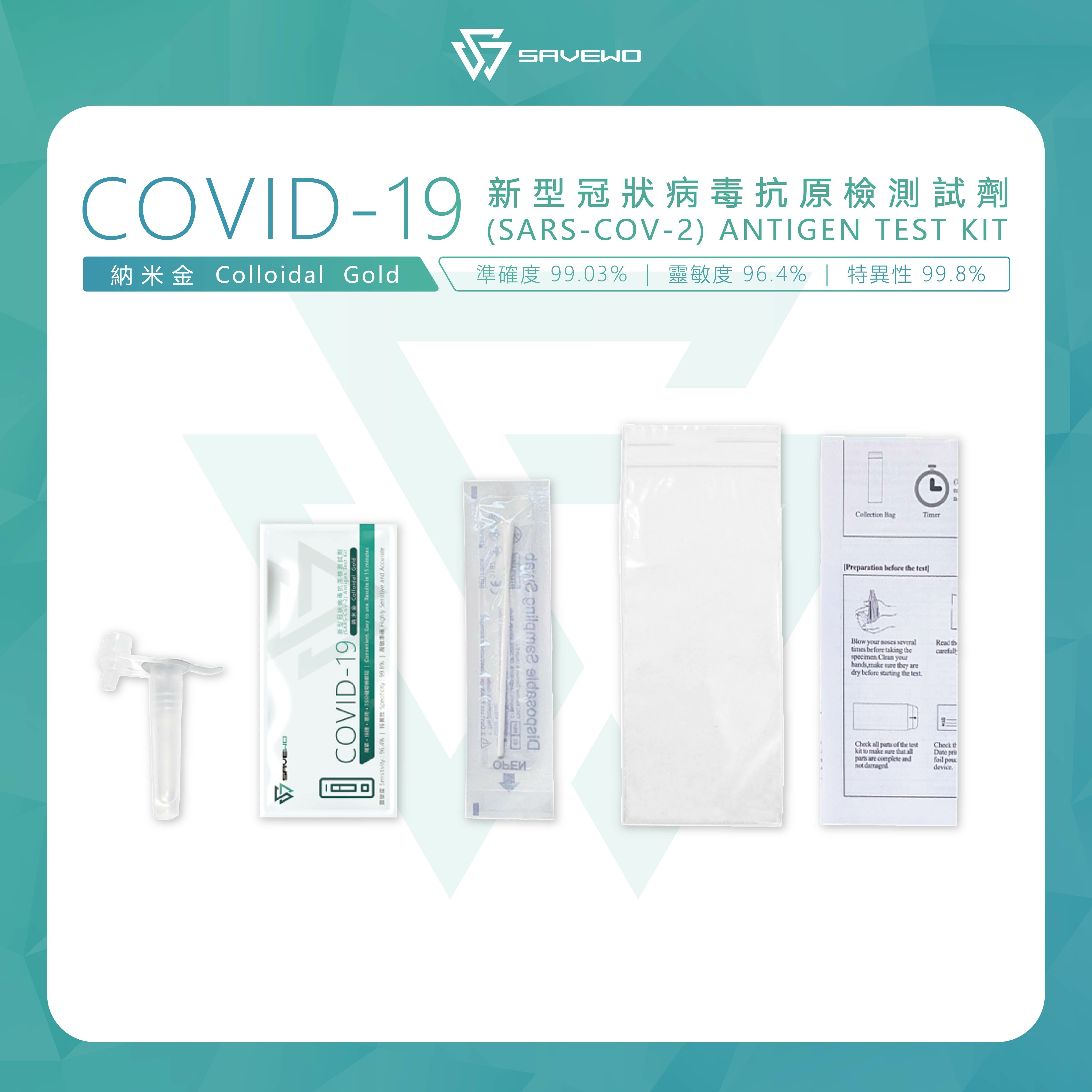*480支裝, 平均 $5/盒* SAVEWO COVID-19 (SARS-COV-2) ANTIGEN TEST KIT 新型冠狀病毒抗原測試劑