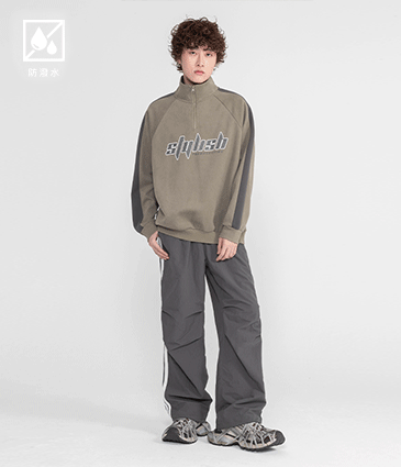 側邊線條超寬傘兵褲