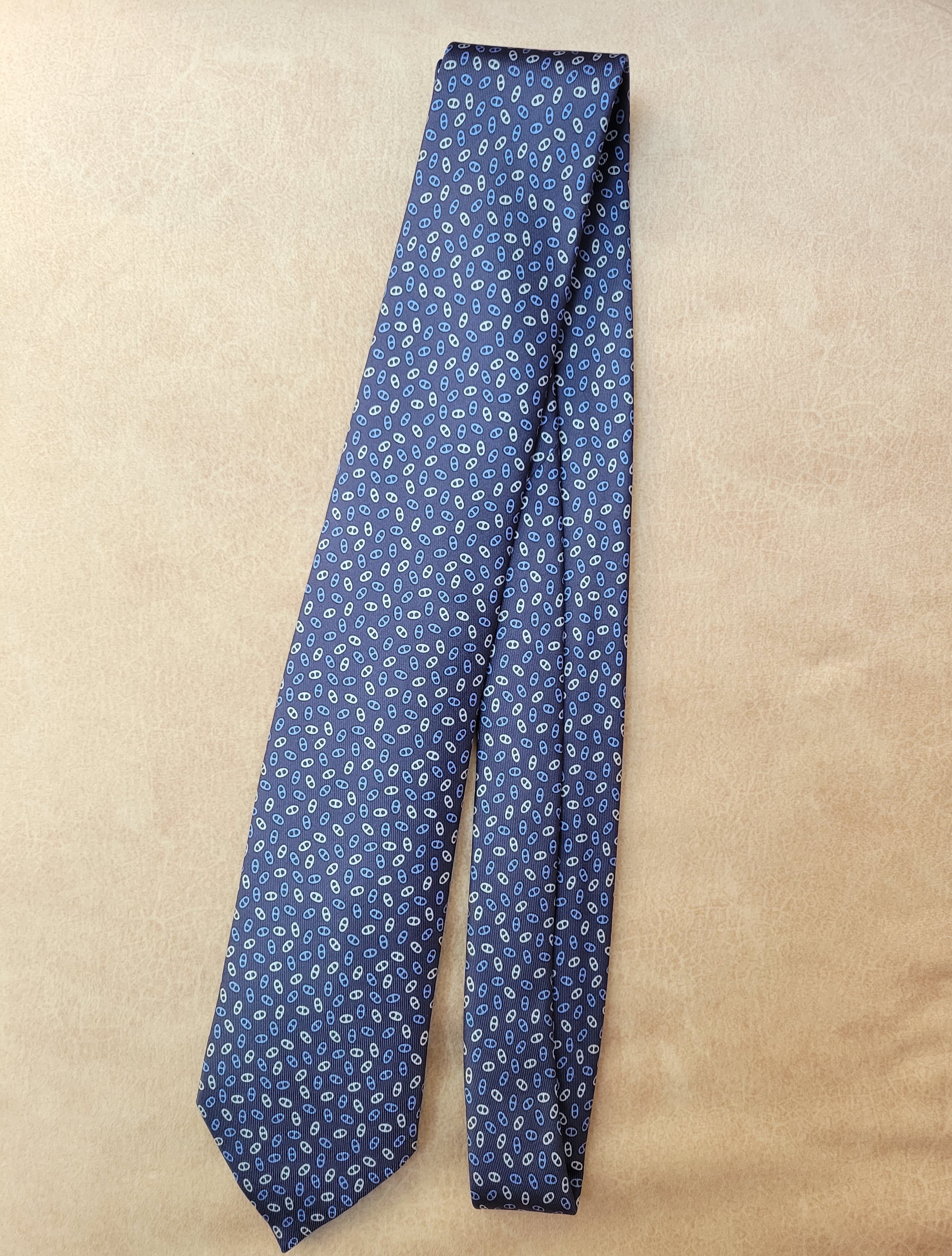 HERMES Petits Maillons tie marine / bleu 41