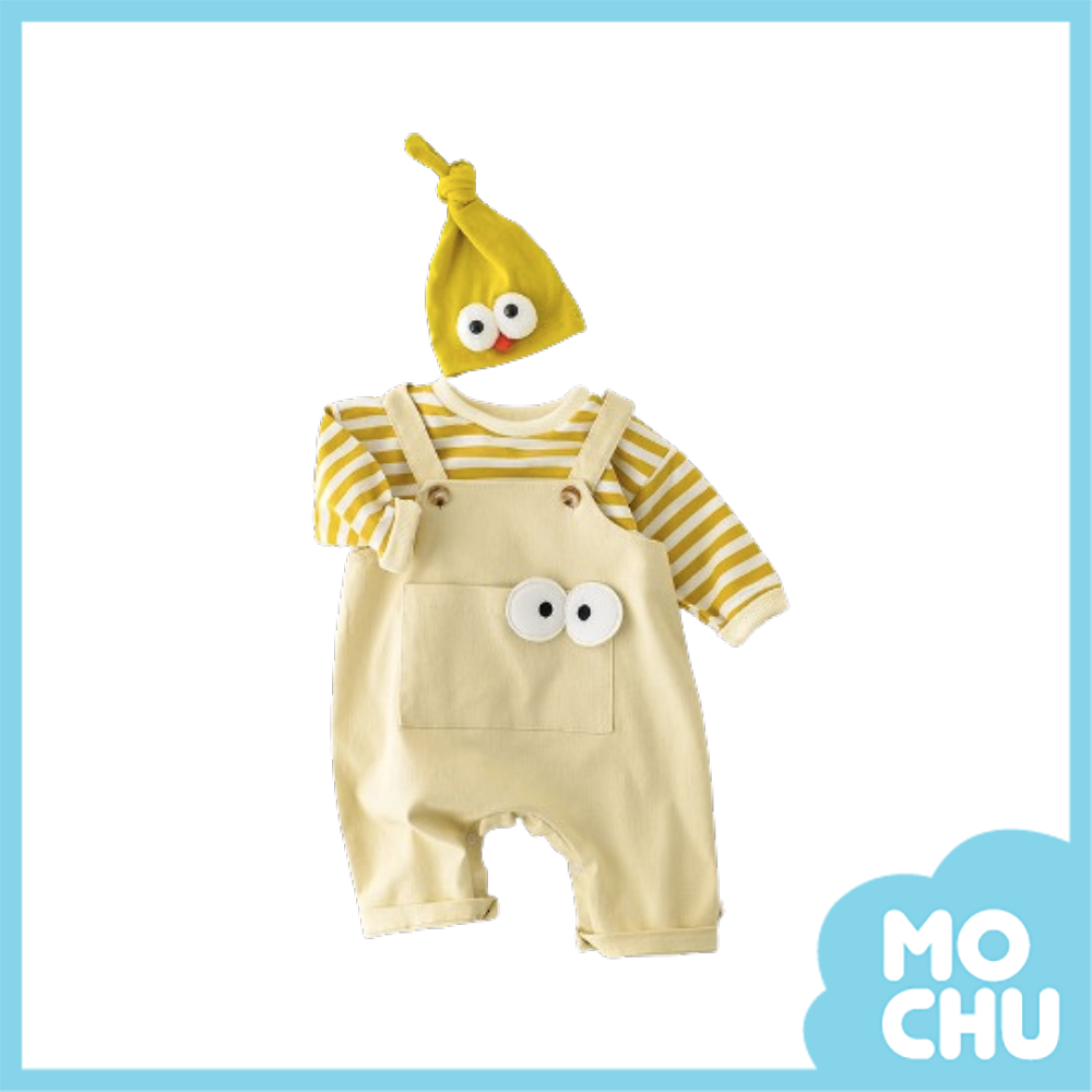 大眼睛吊帶褲套裝(二色)