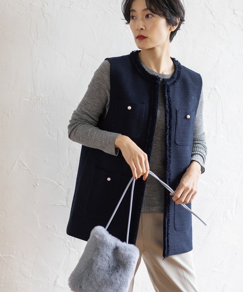 [預購]OPAQUE.CLIP 棉質粗呢背心 適合通勤和出席儀式