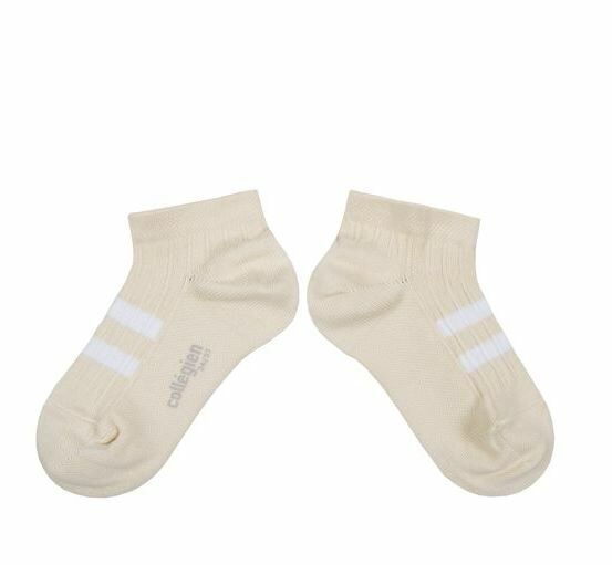 COLLEGIEN 雙槓羅紋短襪 Maé-  Doux Agneaux米白