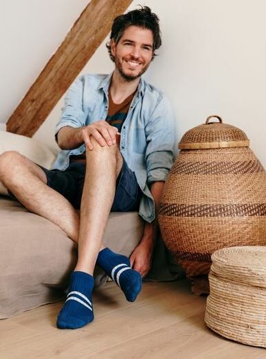 COLLEGIEN 雙槓羅紋短襪 Maé-  Bleu Saphir寶藍